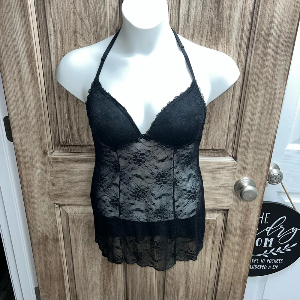 Gilligan & O'Malley Lace Chemise black size medium